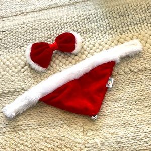 Fur lined Dog Christmas Bandana & Bow Tie
